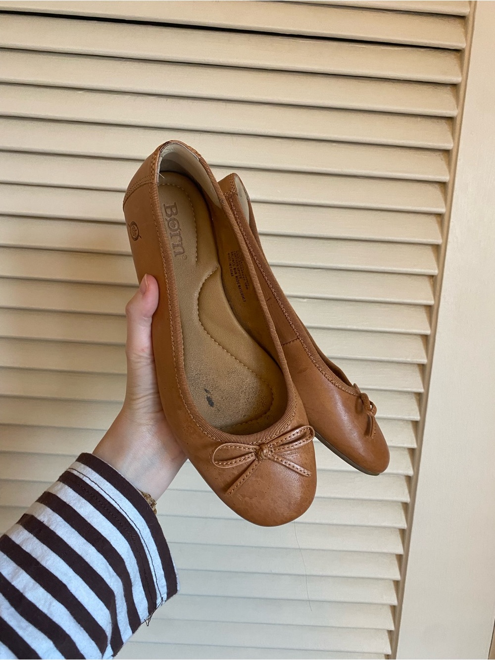 Born Brin Tan Leather Ballet Flats